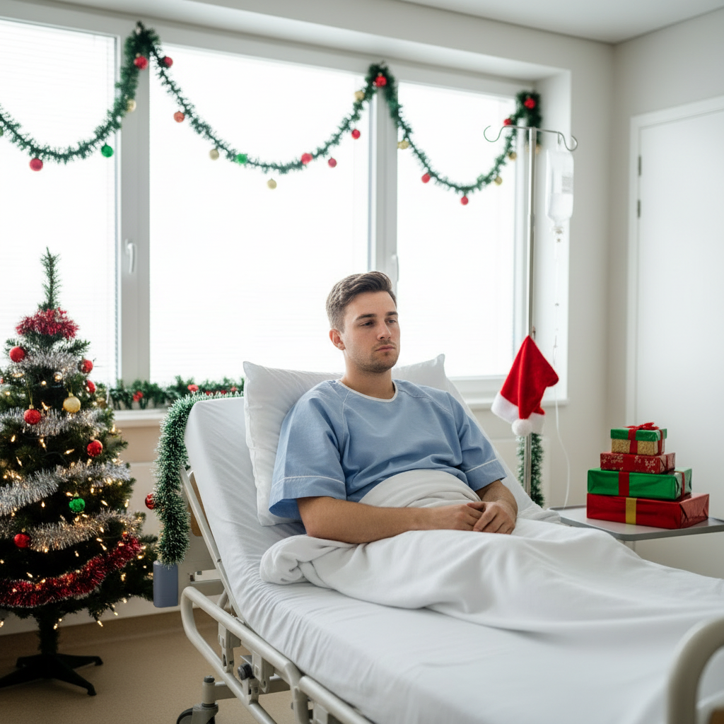 Un homme dans son lit d'hôpital